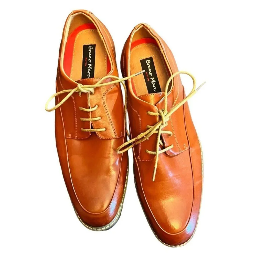 Bruno Marc New York Prime 1 Lace Up Brown Leather Lined Men's Oxford‎ Shoe